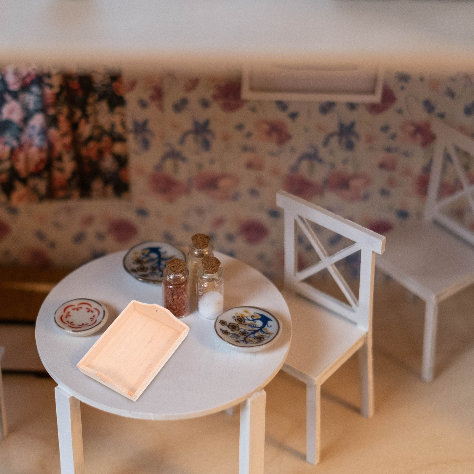 Wooden Serving Tray - 2Pcs 1:12 Scale Dollhouse Bread Pan