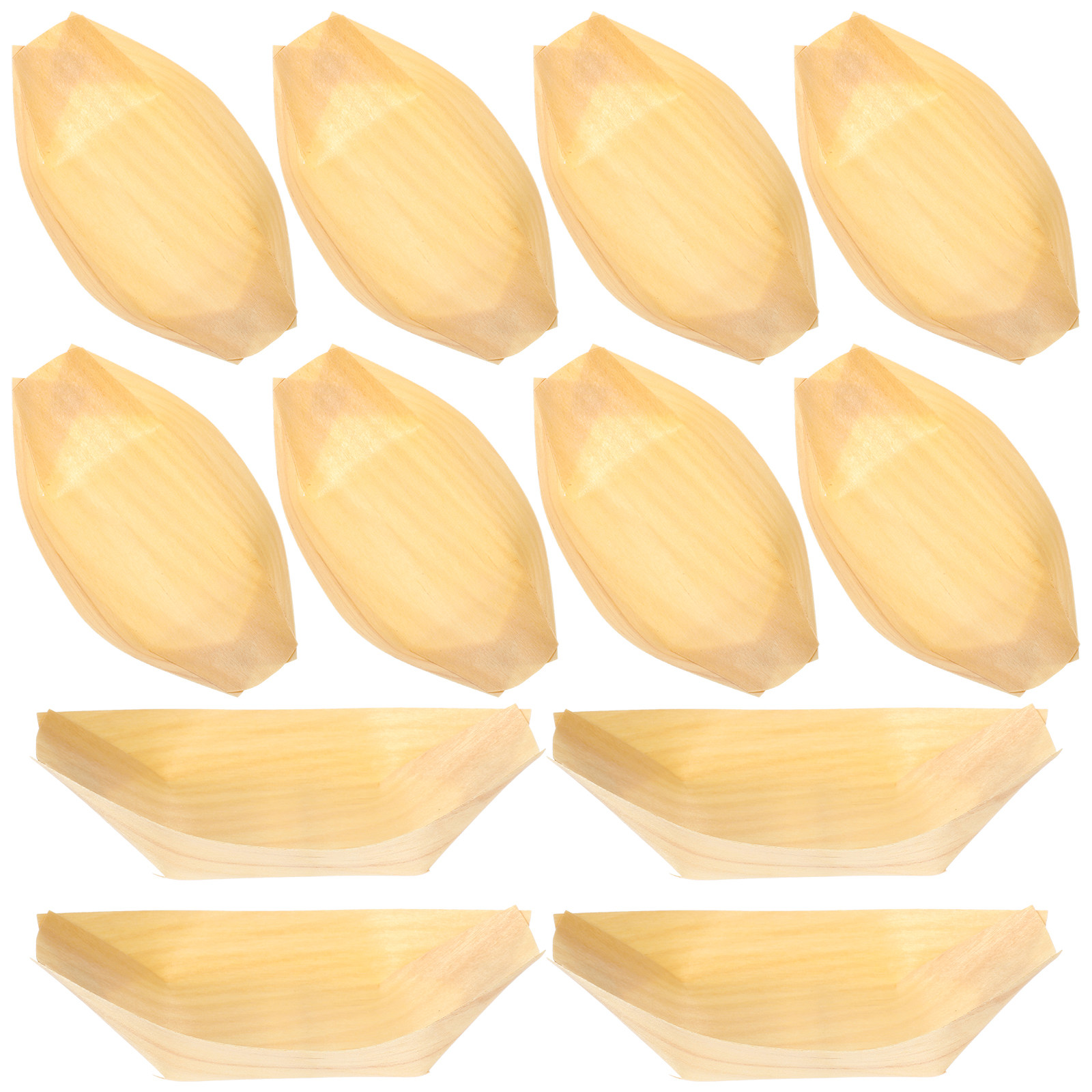 Wooden Serving Tray - 50 pcs Wooden Serving Boat Snack