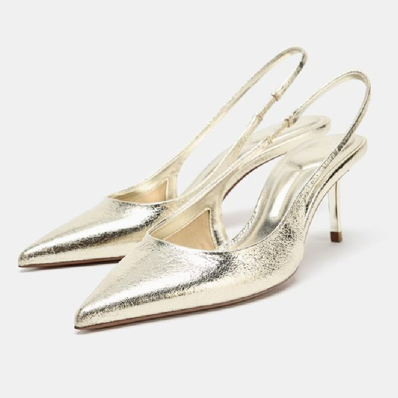 Luxury Lifestyle - Sexy Pointed Toe Gold Designer Pumps