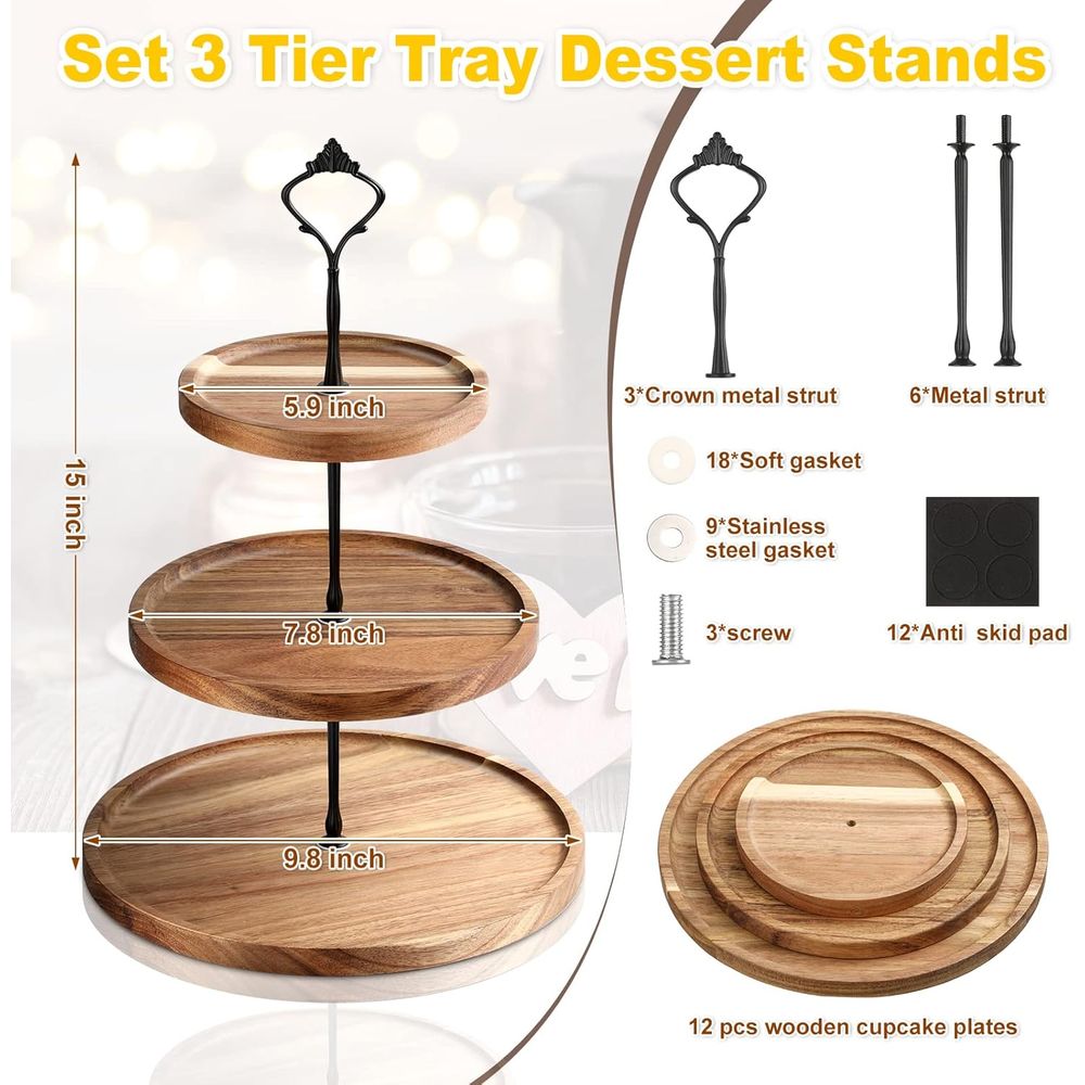 3 Set 3 Tier Wood Cupcake Stan - Wooden Serving Tray recensie en prijs