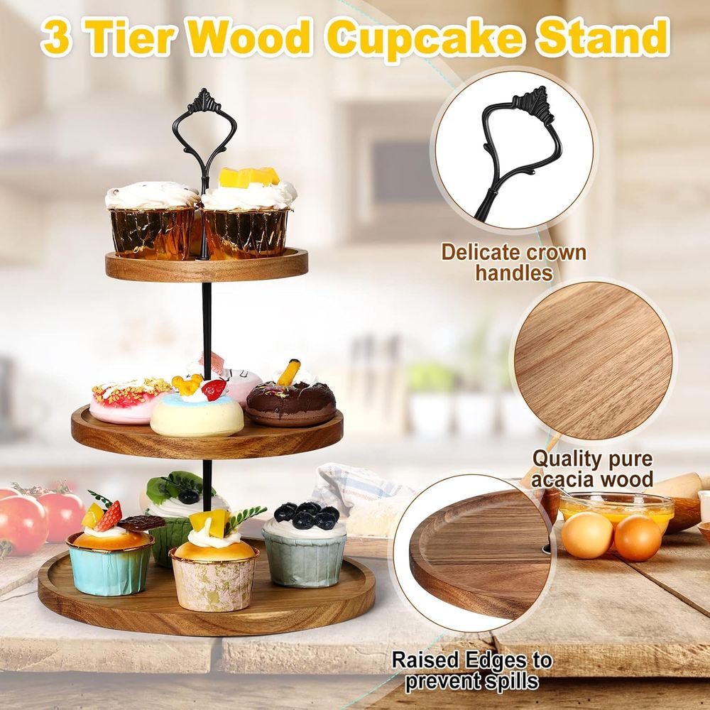 3 Set 3 Tier Wood Cupcake Stan - Wooden Serving Tray recensie en prijs