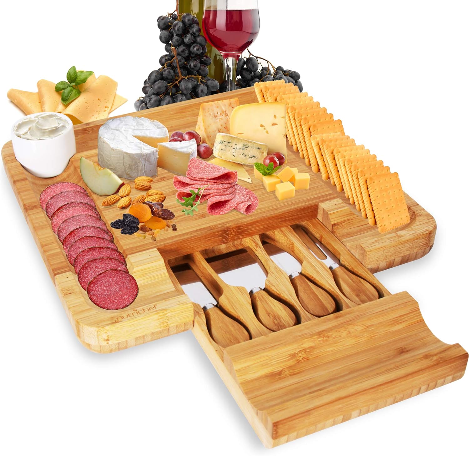 Bamboo Cheese Cutting Board Se - Wooden Serving Tray recensie en prijs