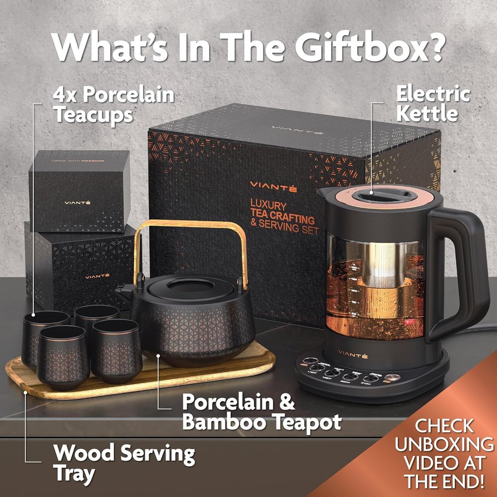 Luxury Tea Set. Electric Kettl - Wooden Serving Tray recensie en prijs