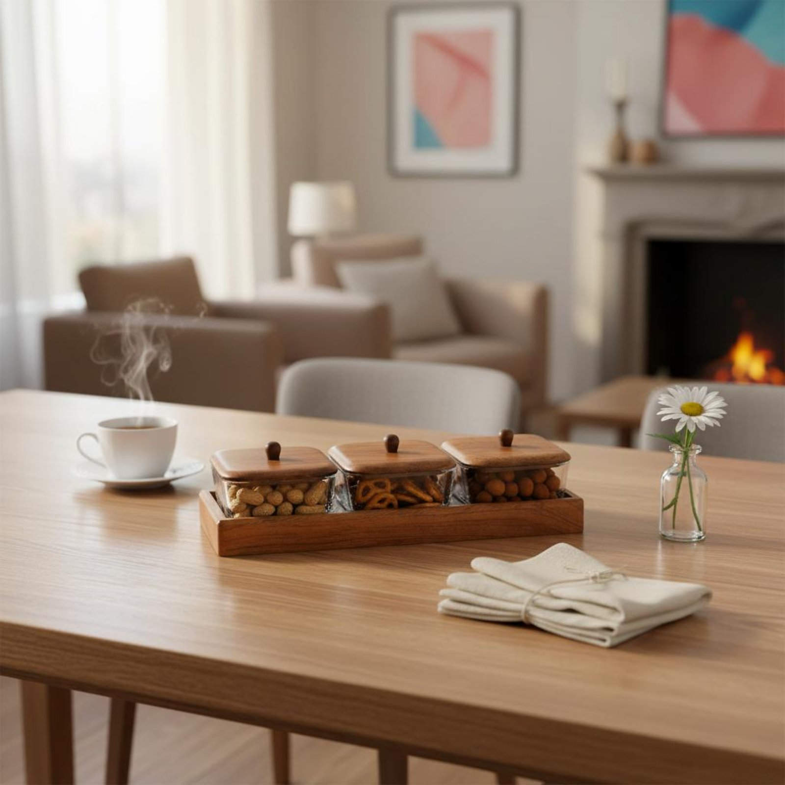 Glass Relish Dish Set with Woo - Wooden Serving Tray recensie en prijs