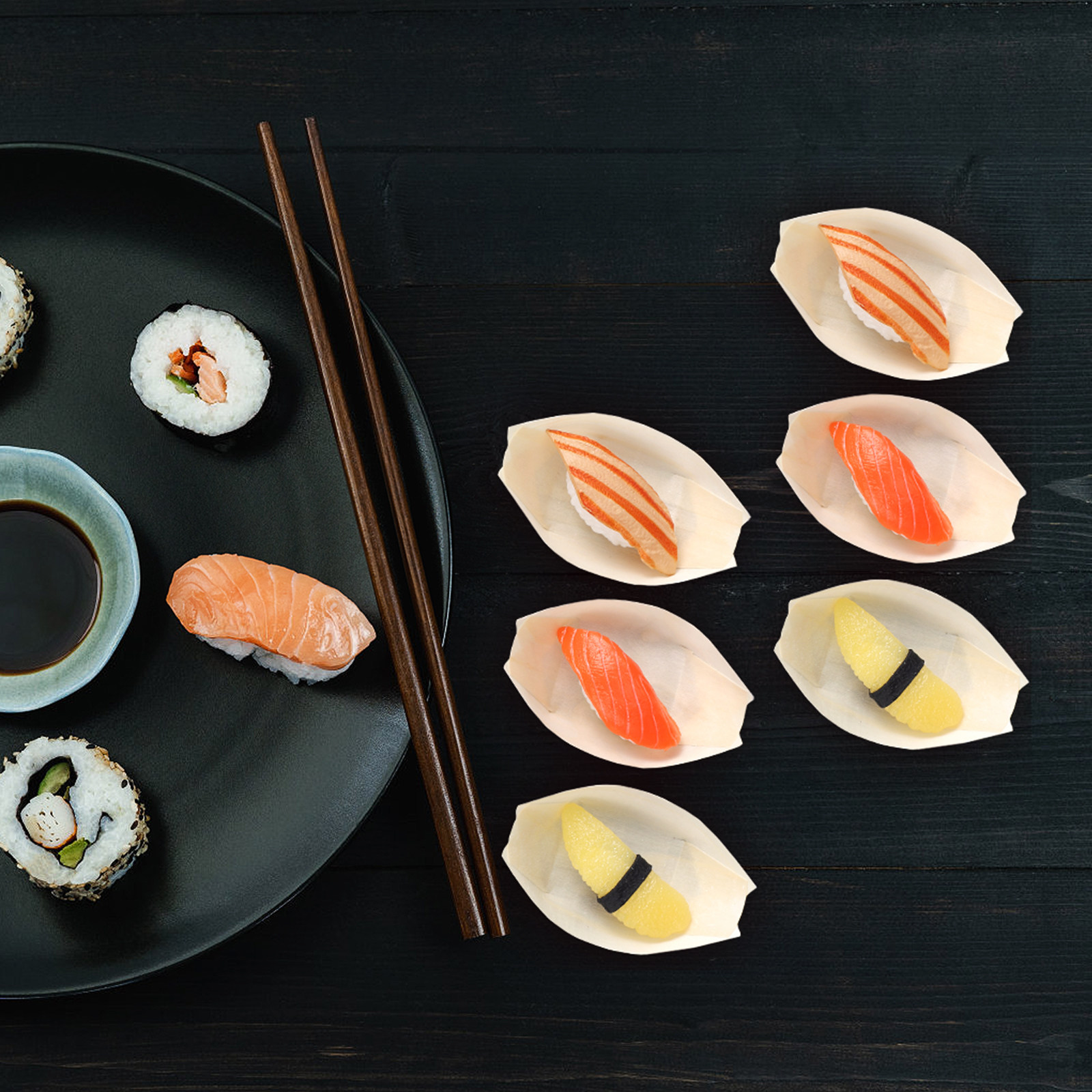 150 Pcs Disposable Sushi Tray  - Wooden Serving Tray recensie en prijs