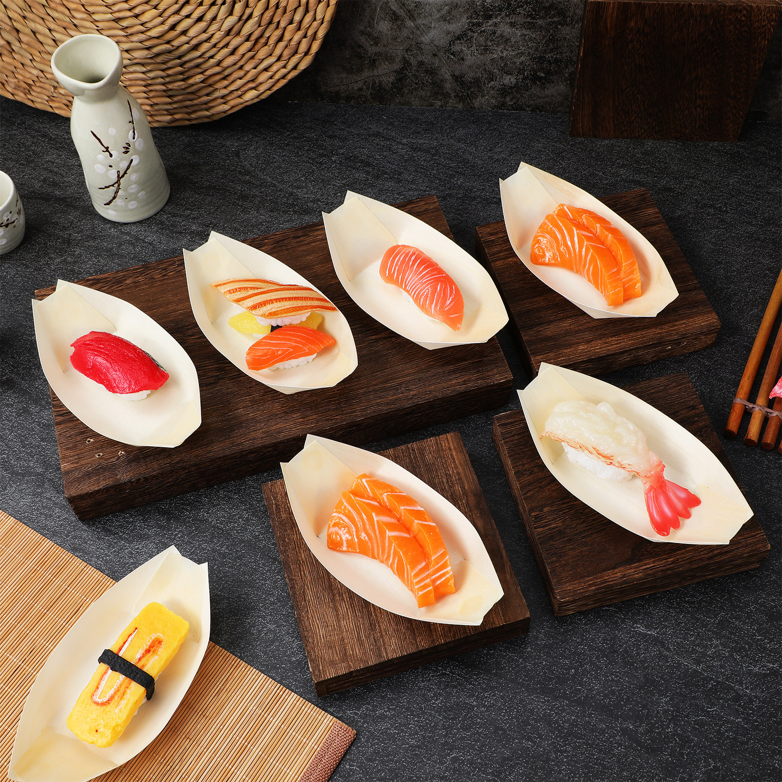 150 Pcs Disposable Sushi Tray  - Wooden Serving Tray recensie en prijs