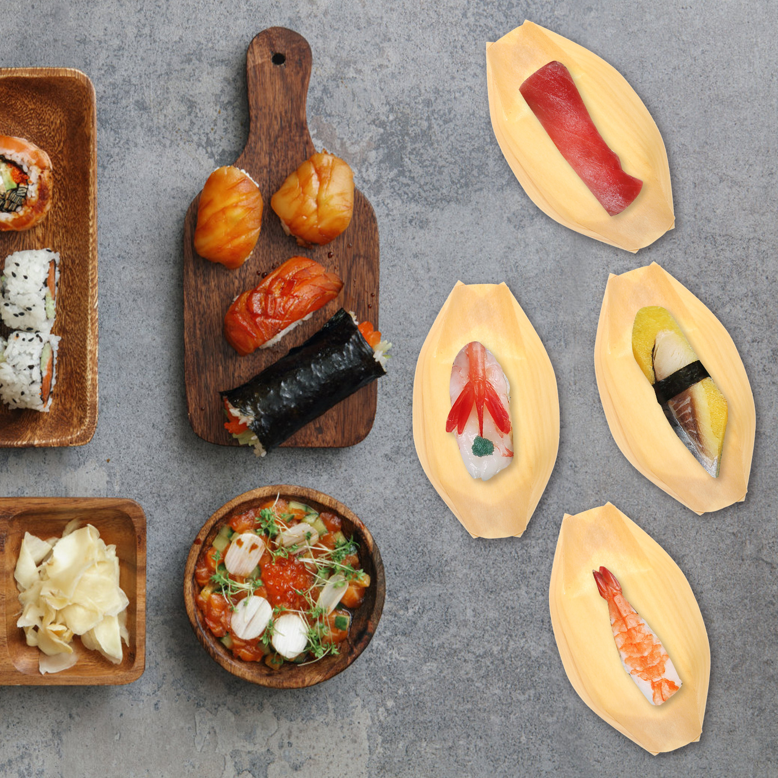 50 pcs Wooden Serving Boat Sna - Wooden Serving Tray recensie en prijs